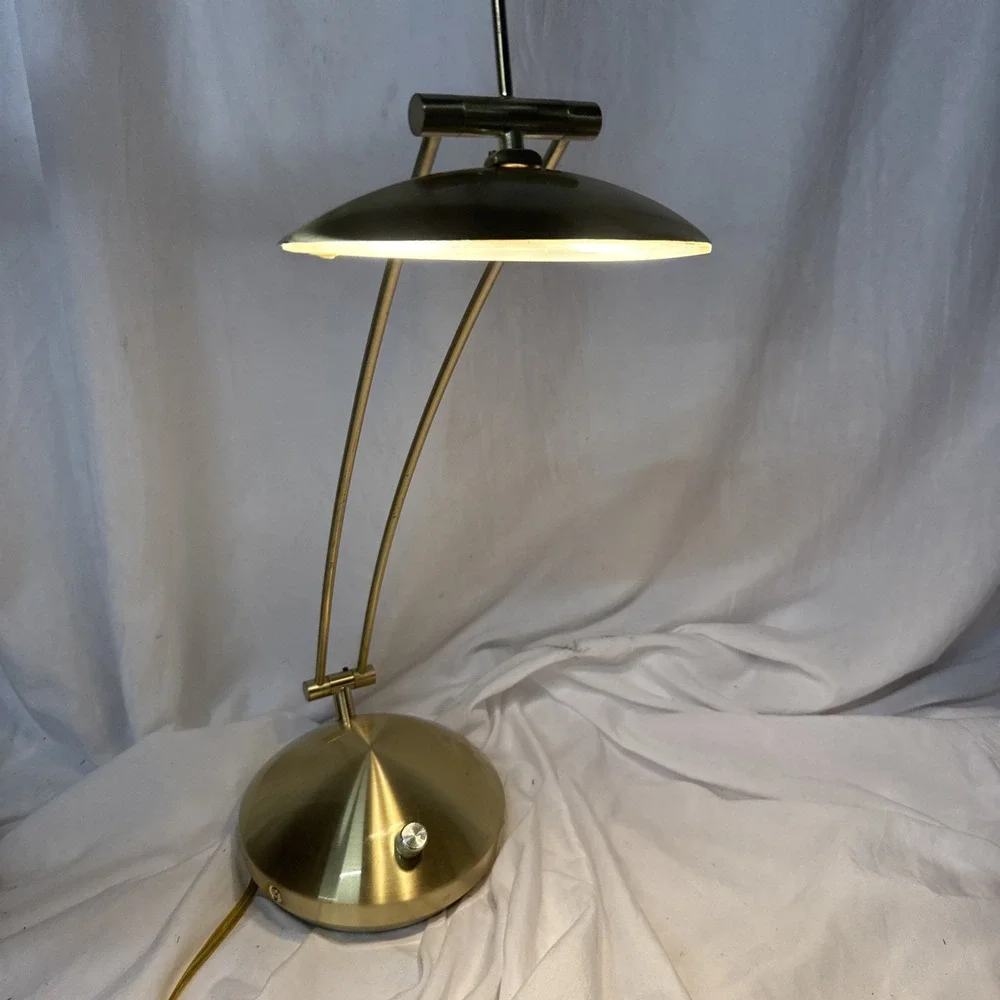 Vintage PostModern Brass Halogen Desk Lamp Lite Source LS3616 Retro 90's Dimmer